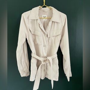 Abercrombie & Fitch Belted Safari Utility Jacket Cream Beige Size M